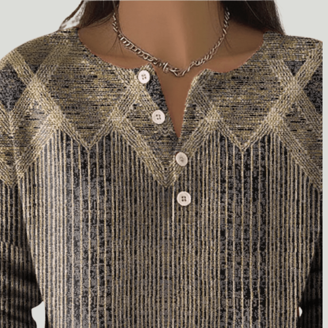 Anelise | cRetro gestreept shirt met lange mouwen voor dames – Zacht, vintage-geïnspireerd casual shirt