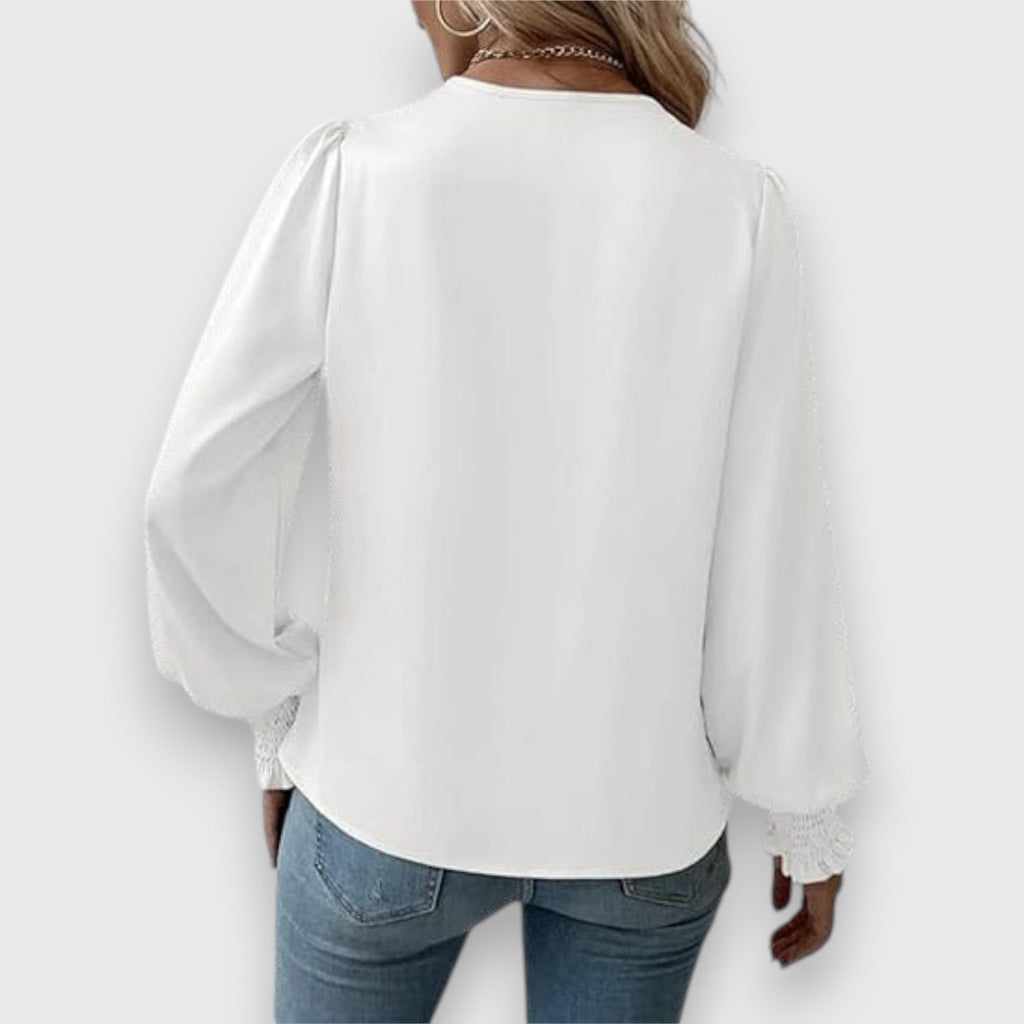 Lysoria | Slim fit wikkelblouse voor dames – Elegante, casual blouse met lange mouwen