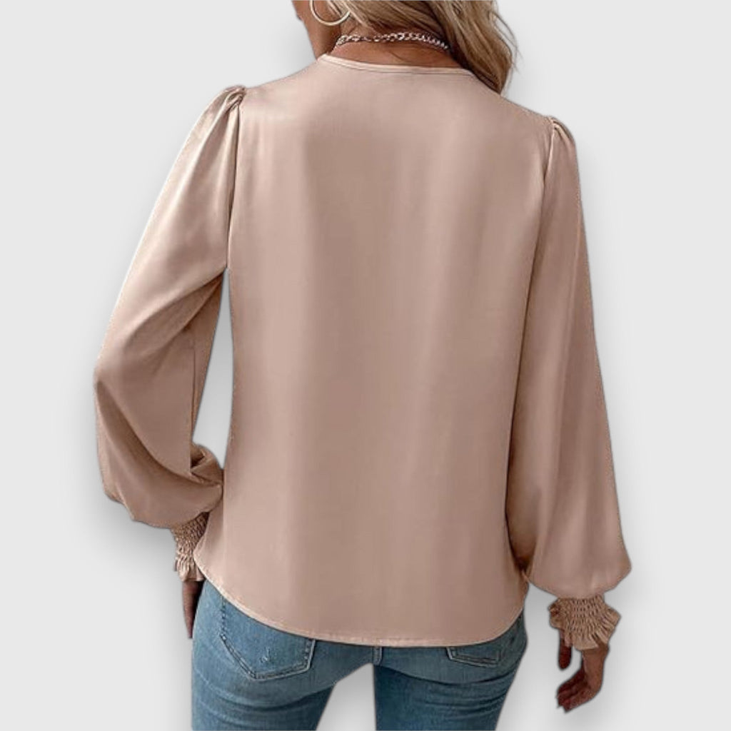 Lysoria | Slim fit wikkelblouse voor dames – Elegante, casual blouse met lange mouwen