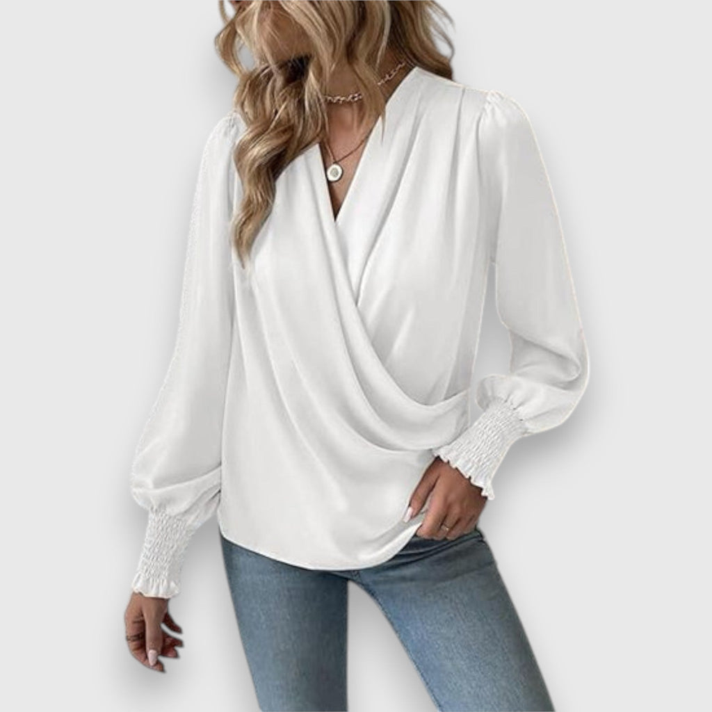 Lysoria | Slim fit wikkelblouse voor dames – Elegante, casual blouse met lange mouwen