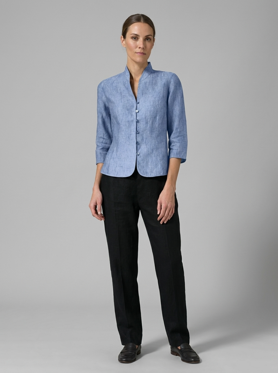Tala | Damesblouse met hoge kraag – Elegante casual top met lange mouwen