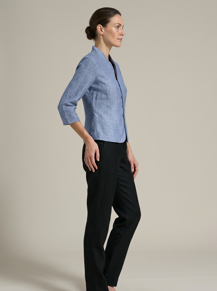 Tala | Damesblouse met hoge kraag – Elegante casual top met lange mouwen