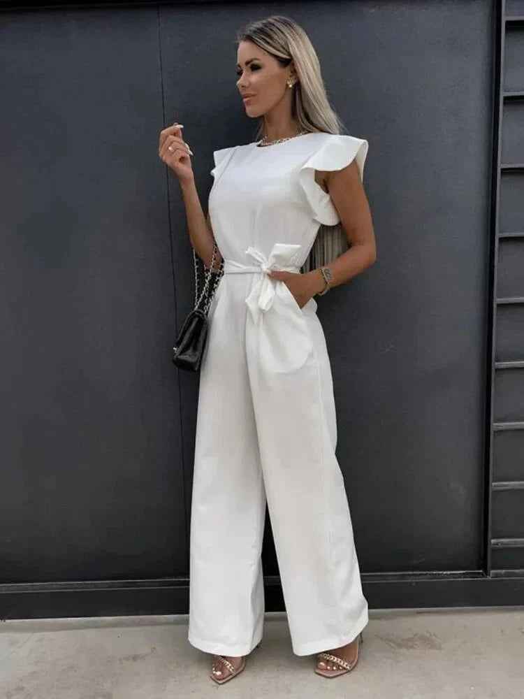 Zynara | Wijde broekspijp jumpsuit met taillekoord voor dames, lichtgewicht en casual