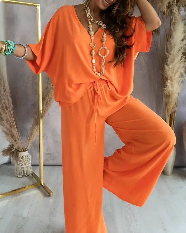Quinza | Tweedelige katoenen set voor dames – Casual-elegante, luchtige outfit