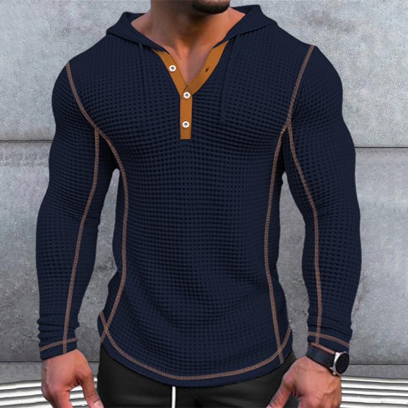 Wythir | Herren-Kapuzenpullover aus Waffelstrick mit langen Ärmeln – Lässiger, leichter Pullover
