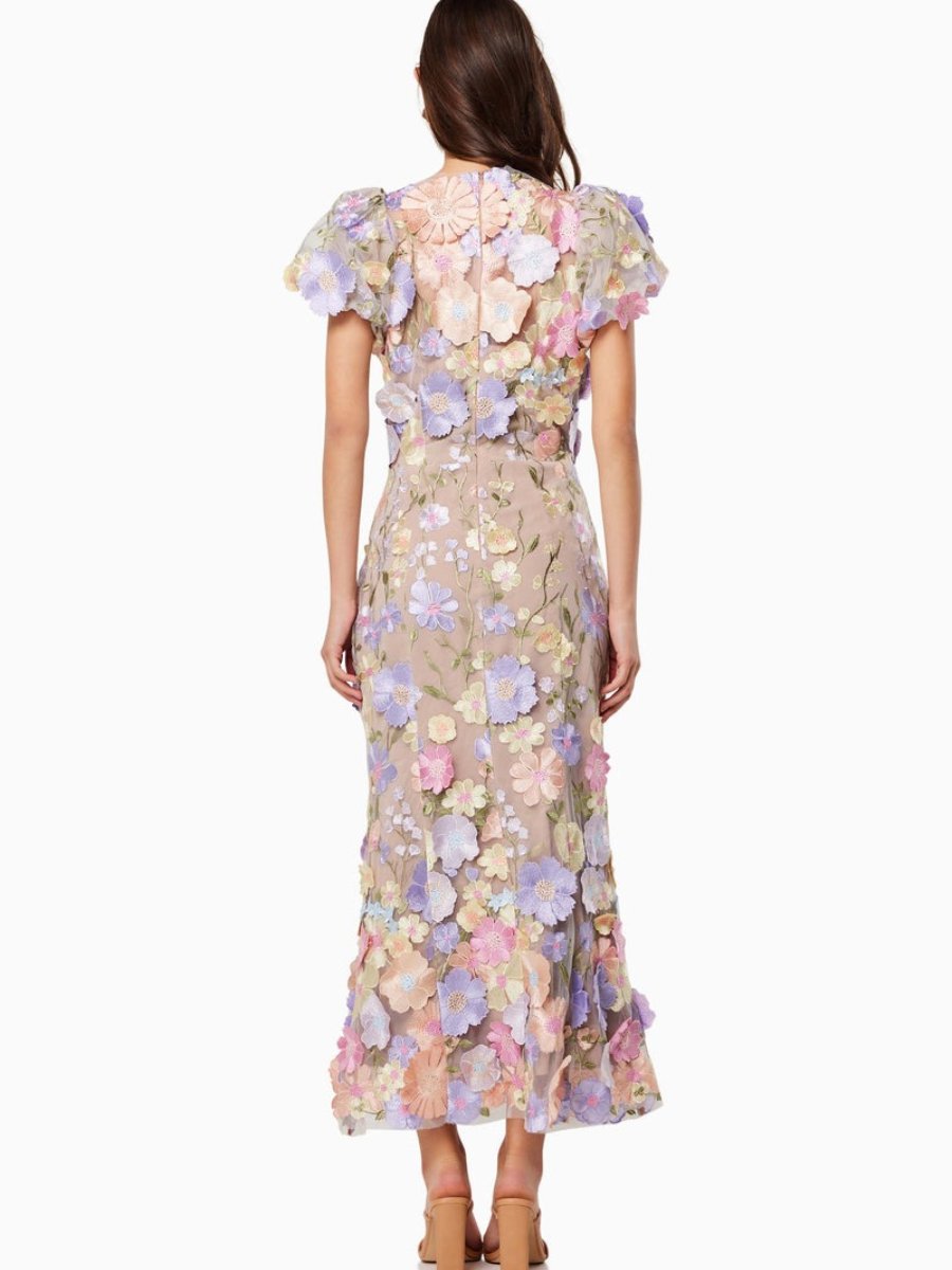 Andressa | Bloemige lange jurk voor dames - Elegante jurk met korte mouwen