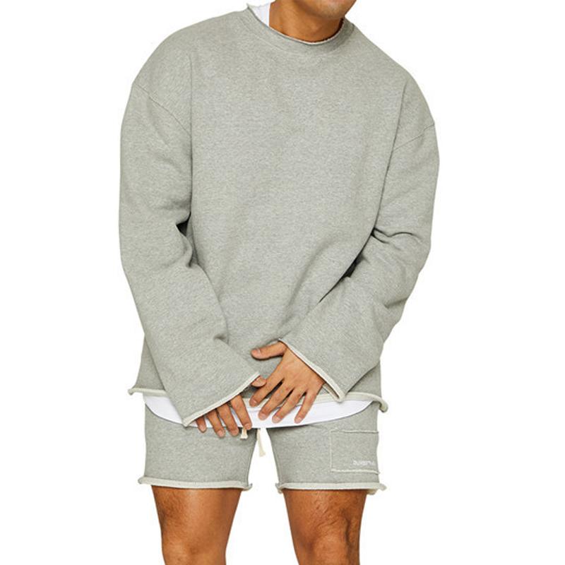 Wyrric | Casual effen sweatshirt en korte broek voor heren – Losse pasvorm, omgeslagen manchetten