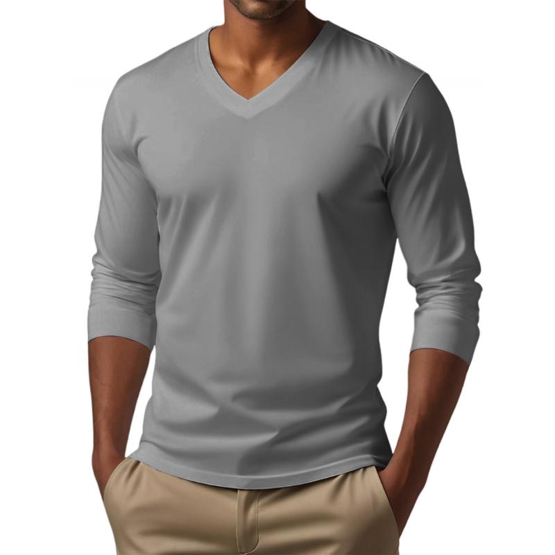 Sylkaris | Heren Slim Fit T-shirt met V-hals en lange mouwen - Casual T-shirt van katoenmix