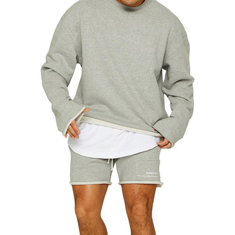 Wyrric | Casual effen sweatshirt en korte broek voor heren – Losse pasvorm, omgeslagen manchetten