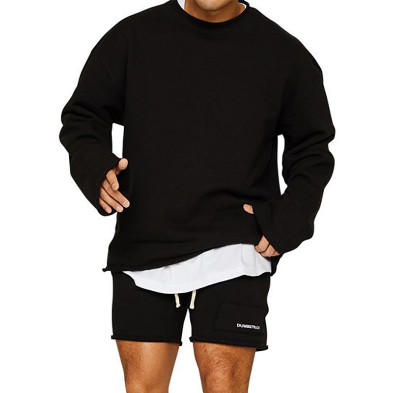 Wyrric | Casual effen sweatshirt en korte broek voor heren – Losse pasvorm, omgeslagen manchetten