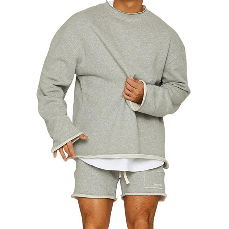 Wyrric | Casual effen sweatshirt en korte broek voor heren – Losse pasvorm, omgeslagen manchetten