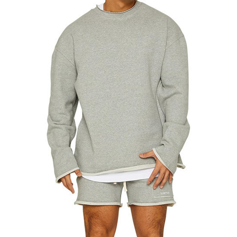 Wyrric | Casual effen sweatshirt en korte broek voor heren – Losse pasvorm, omgeslagen manchetten