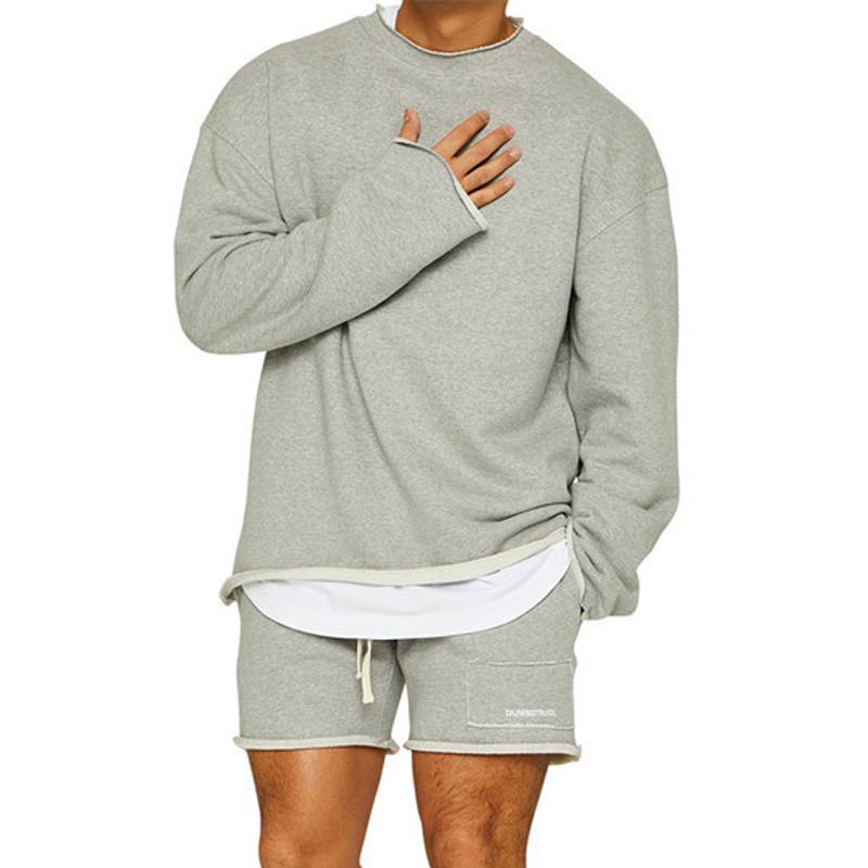 Wyrric | Casual effen sweatshirt en korte broek voor heren – Losse pasvorm, omgeslagen manchetten