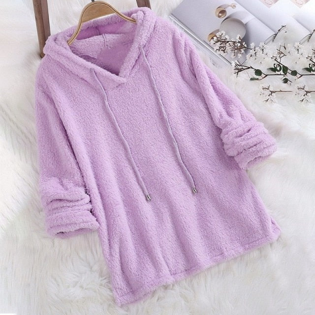 Kalyra | Sweat à capuche d'hiver en polaire douce, pull moelleux, chaud et confortable