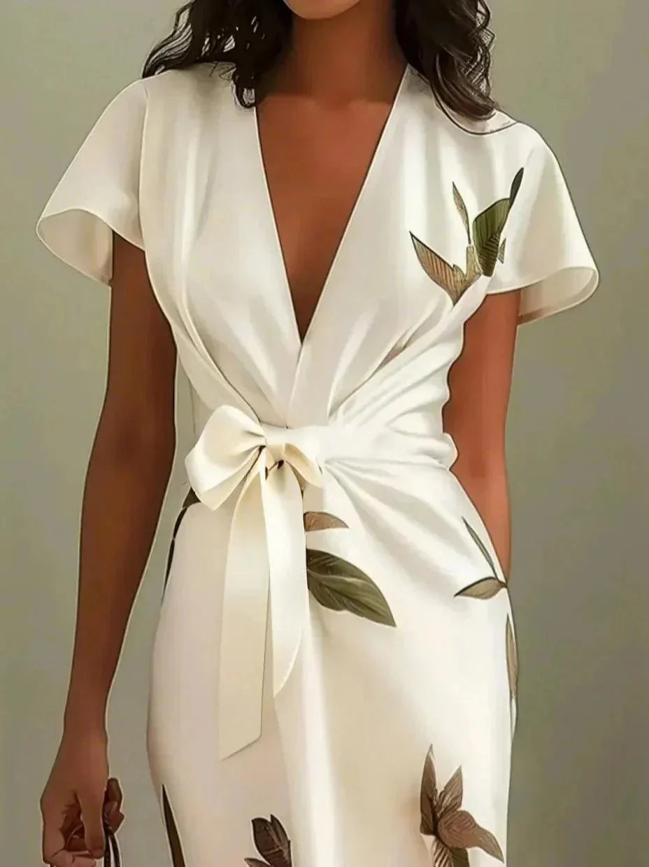 Jara | Elegante midi-wikkeljurk voor dames – Luchtige zomerjurk met V-hals