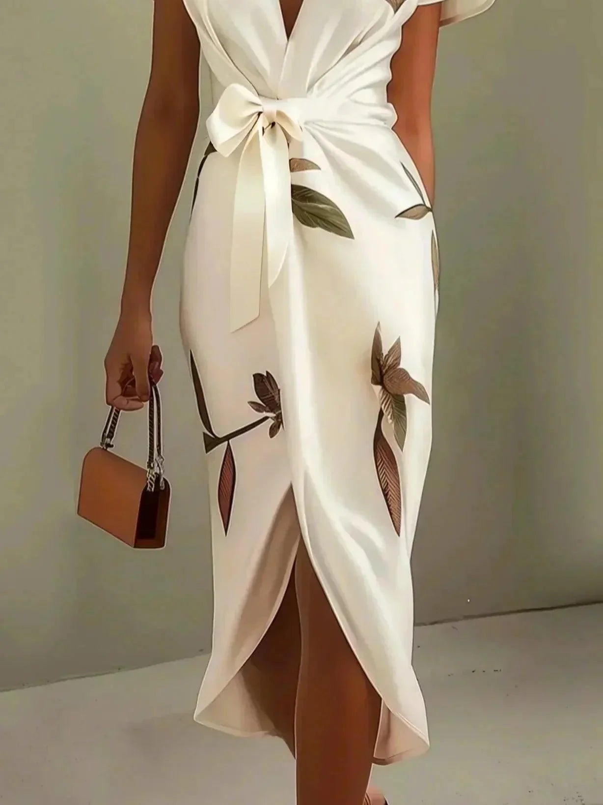 Jara | Elegante midi-wikkeljurk voor dames – Luchtige zomerjurk met V-hals