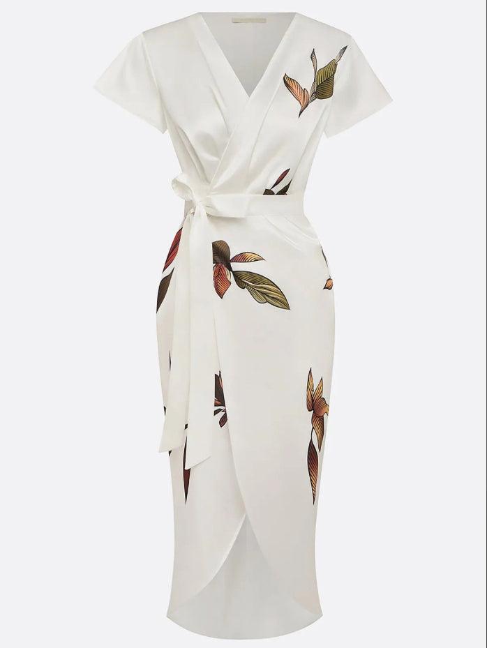 Jara | Elegante midi-wikkeljurk voor dames – Luchtige zomerjurk met V-hals