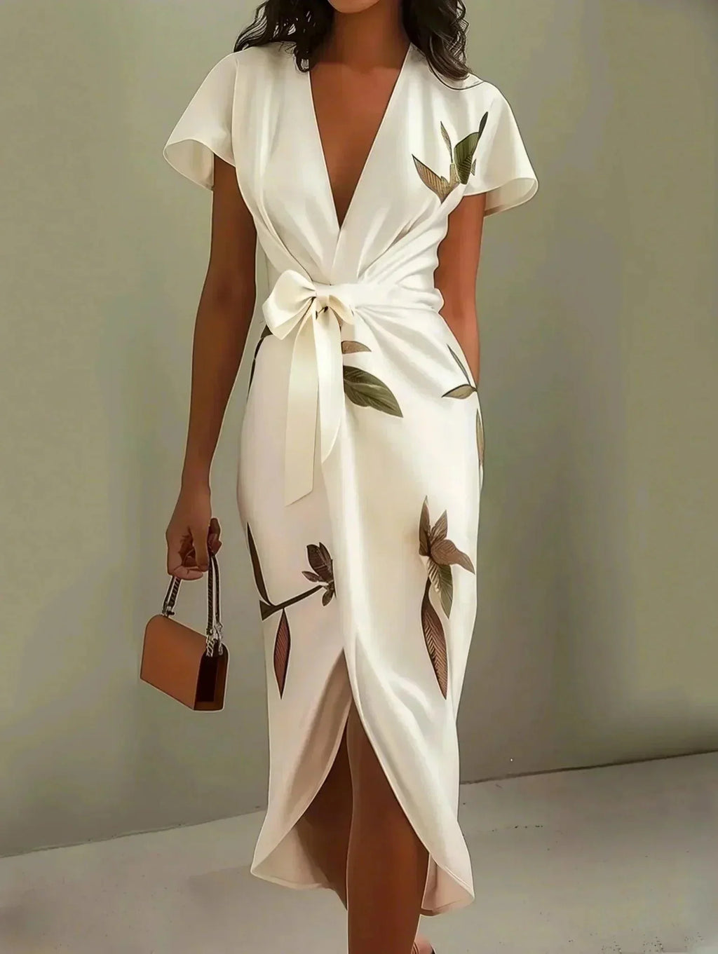 Jara | Elegante midi-wikkeljurk voor dames – Luchtige zomerjurk met V-hals