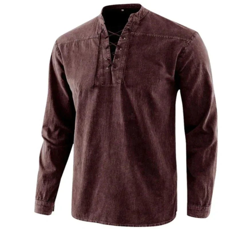 Mylo | Heren casual V-hals shirt – slim fit T-shirt van katoenmix met korte mouwen