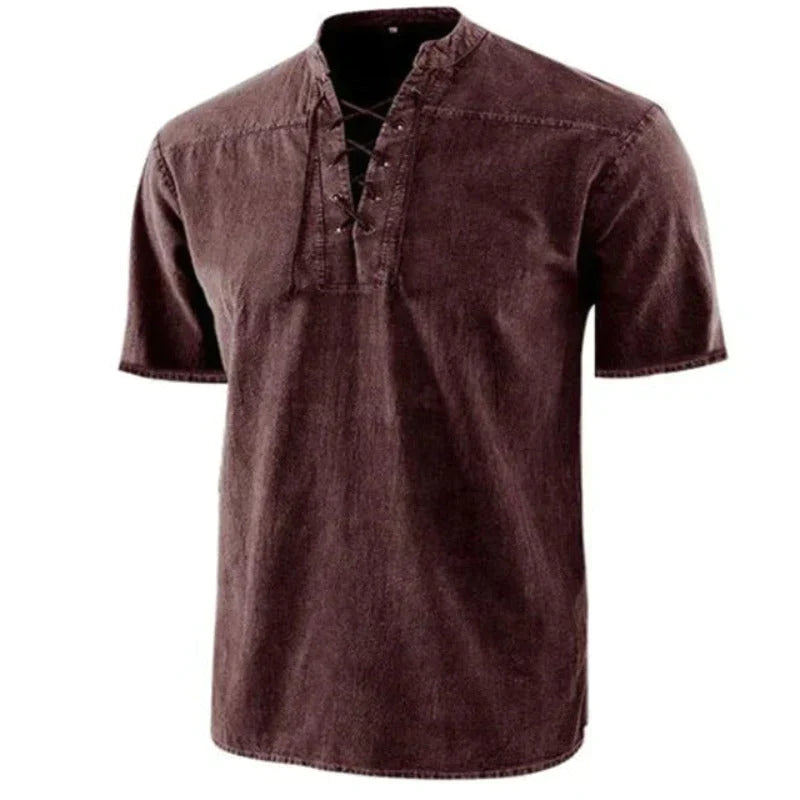 Mylo | Heren casual V-hals shirt – slim fit T-shirt van katoenmix met korte mouwen