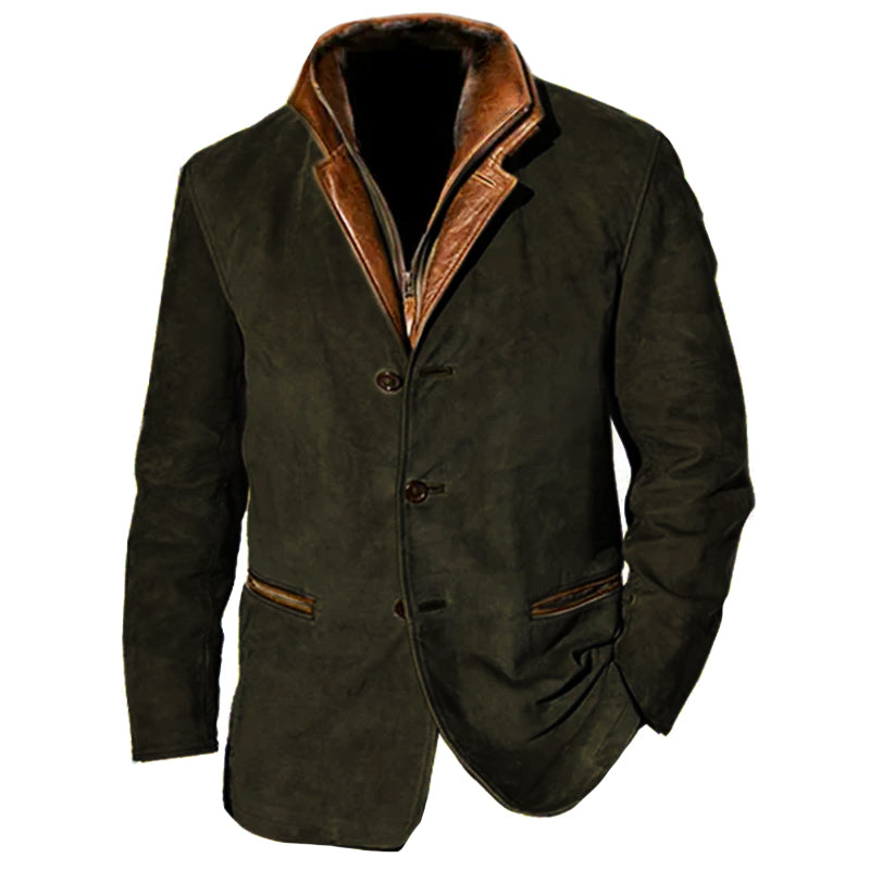 Zalthor | Herren-Wildlederjacke – Knopfverschluss, lässige Oberbekleidung, Western-Look