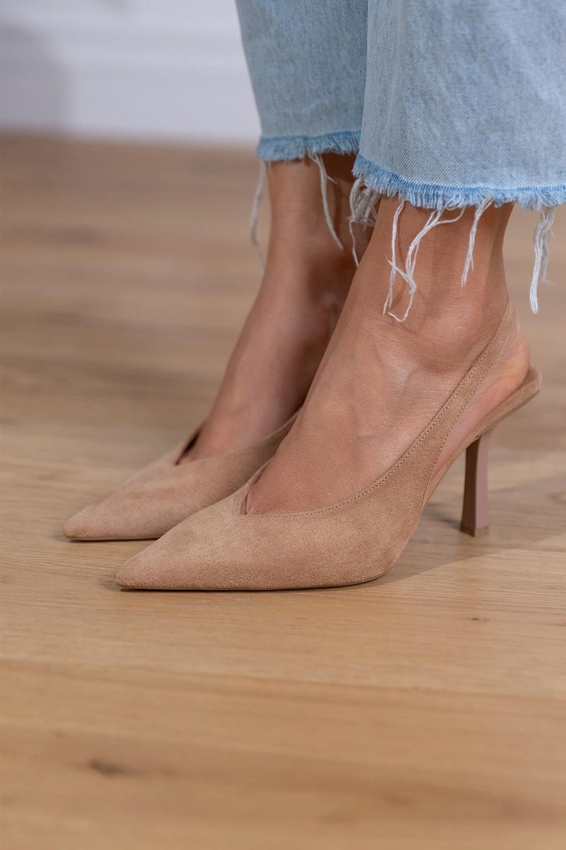 Selissa | Damespumps met slingback, elegante lage hak en spitse neus