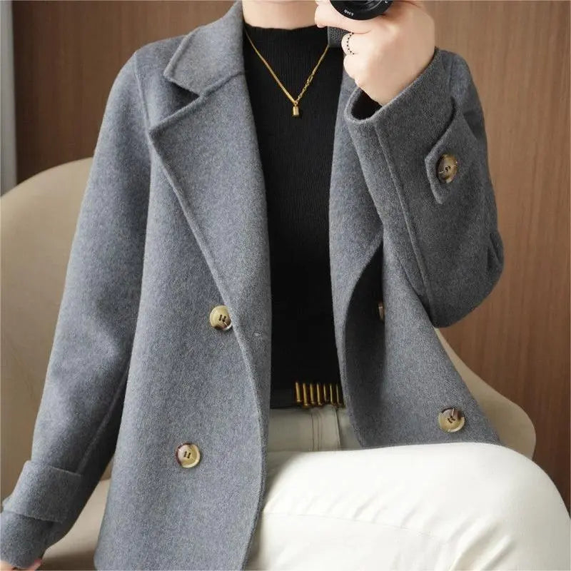 Malena | Veste blazer courte et ample en tweed pour femme – Manteau d'hiver chic à col