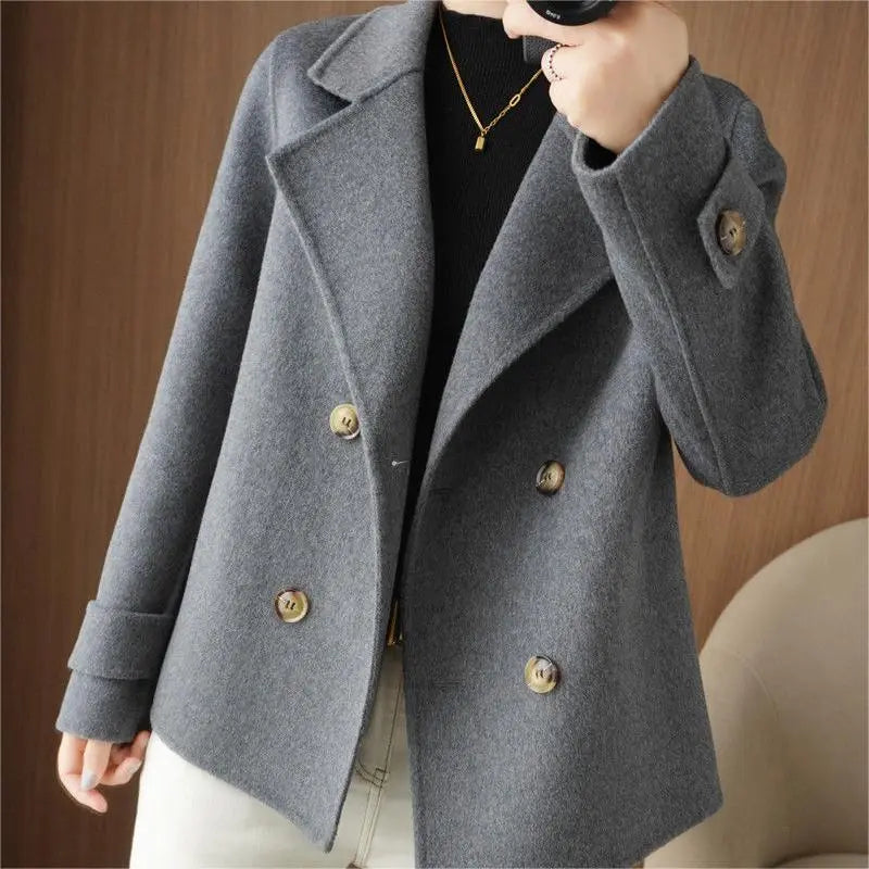 Malena | Kurzer, lockerer Tweedblazer für Damen – Schicker Wintermantel mit Kragen