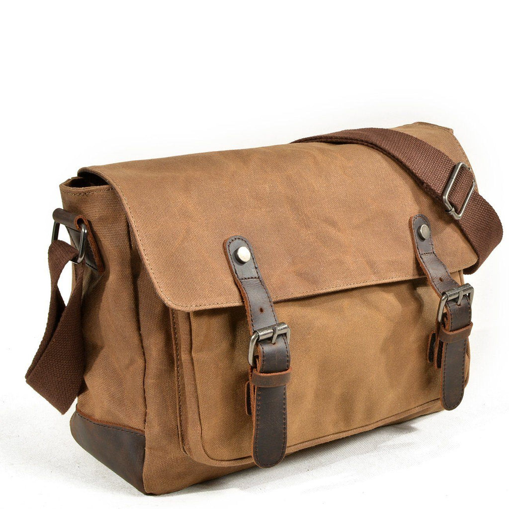 UrbanGear | Vintage Canvas Leren Heren Schoudertas - Grote Capaciteit