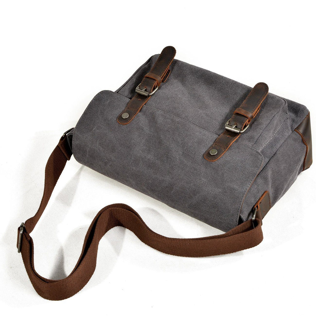 UrbanGear | Vintage Canvas Leren Heren Schoudertas - Grote Capaciteit