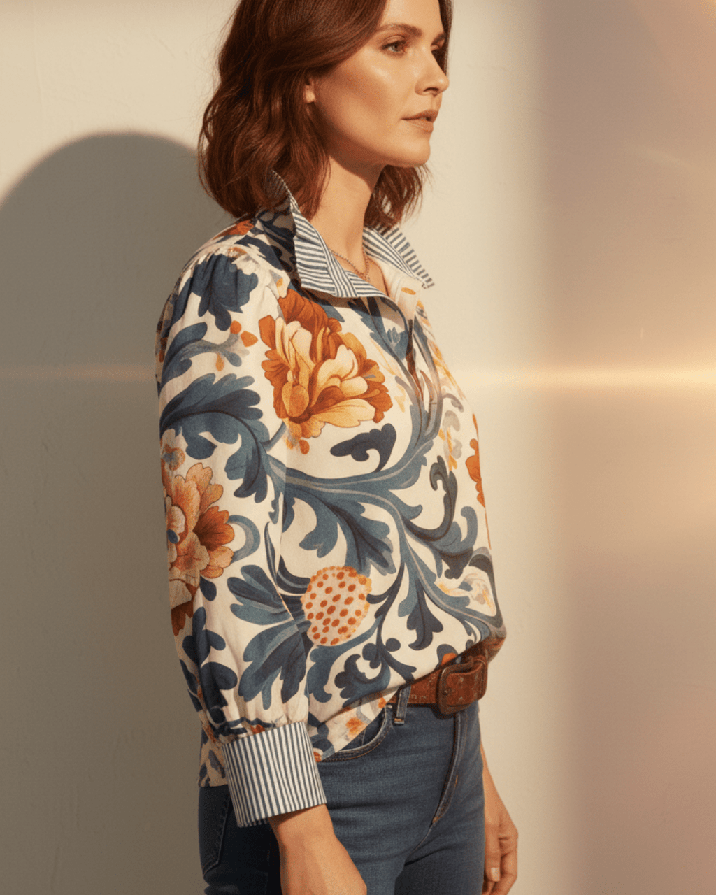 Fable | Retro bloemenprint shirt voor dames – Lichtgewicht met lange mouwen