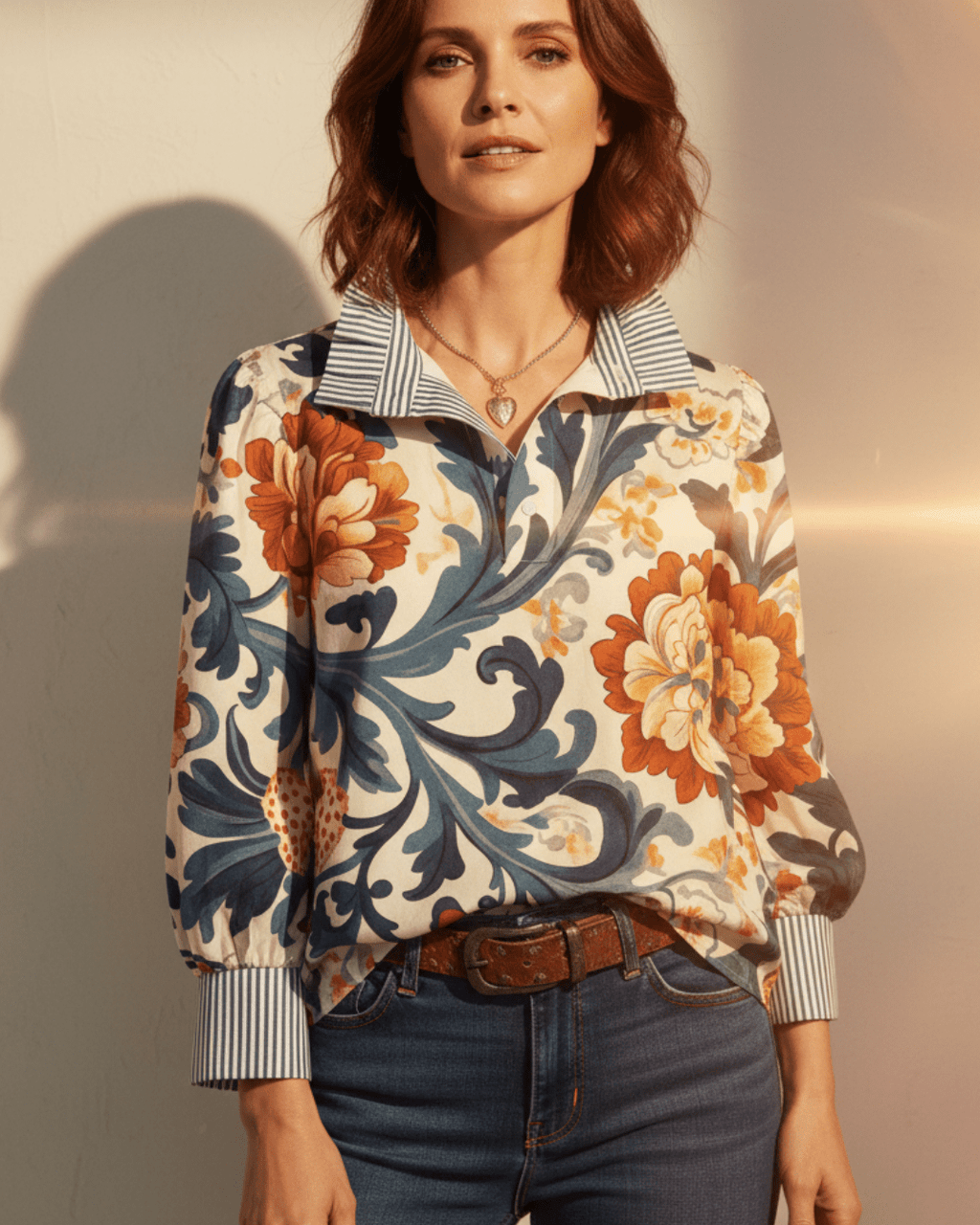 Fable | Retro bloemenprint shirt voor dames – Lichtgewicht met lange mouwen