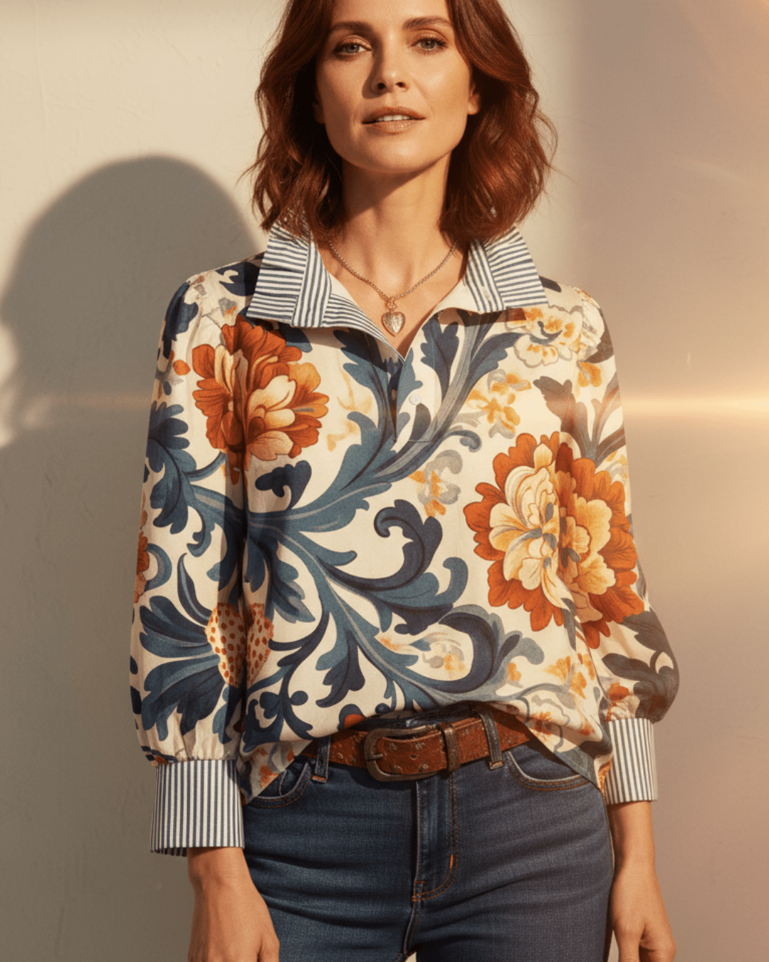 Fable | Retro bloemenprint shirt voor dames – Lichtgewicht met lange mouwen