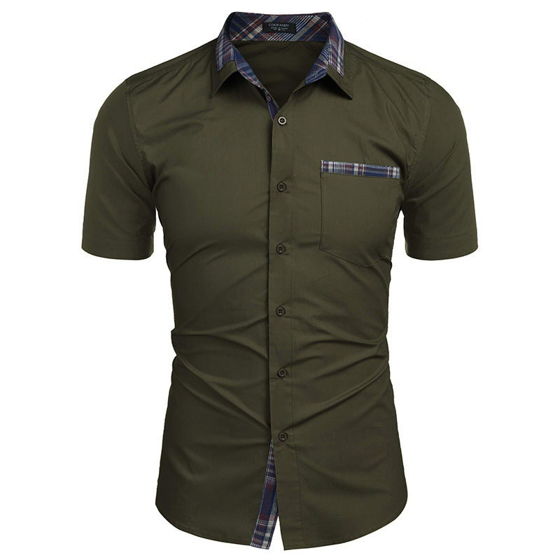 Orveth | Chemise homme décontractée à manches courtes - Chemise à col à carreaux, légère et élégante