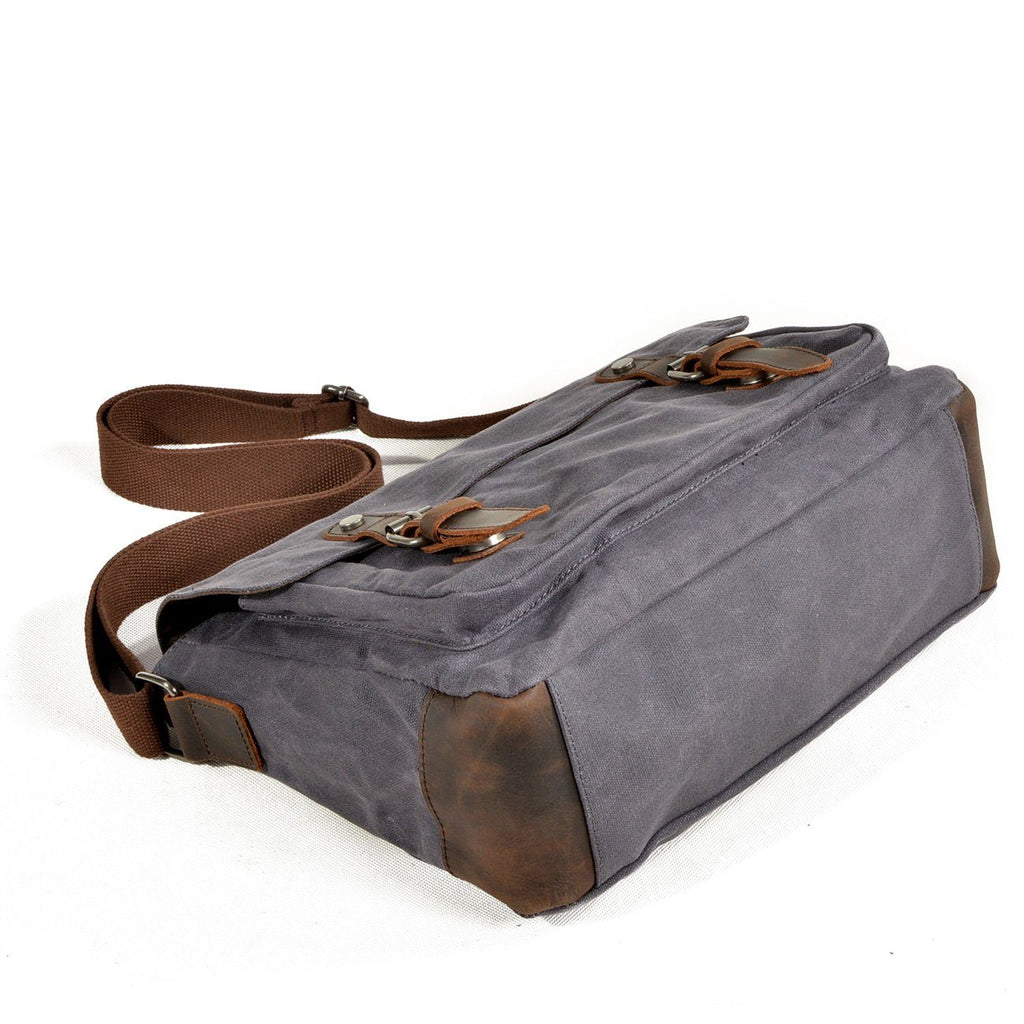 UrbanGear | Vintage Canvas Leren Heren Schoudertas - Grote Capaciteit