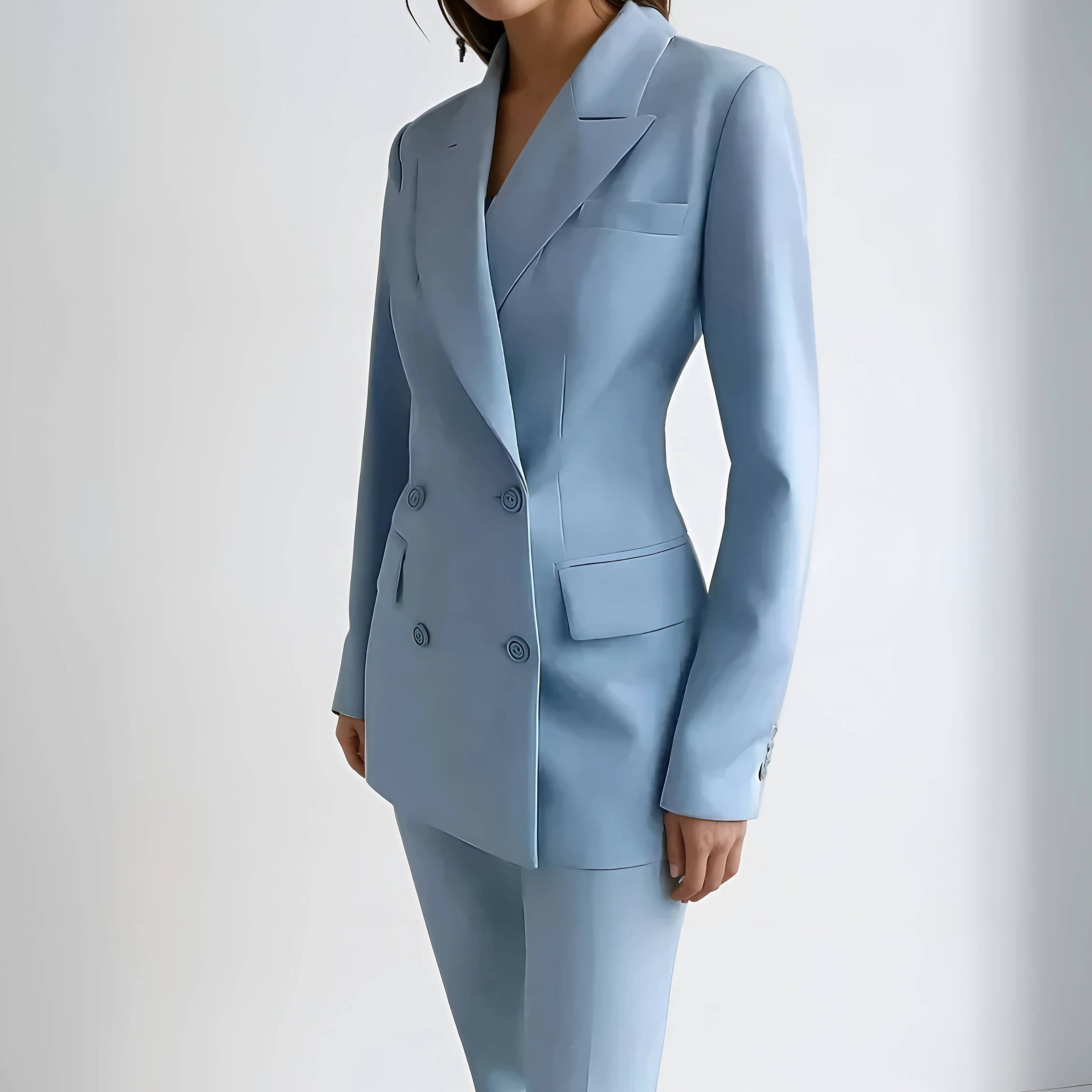 Fiorayne | Damespak met double-breasted blazer en broek – Elegante werkkleding, formele avondoutfit