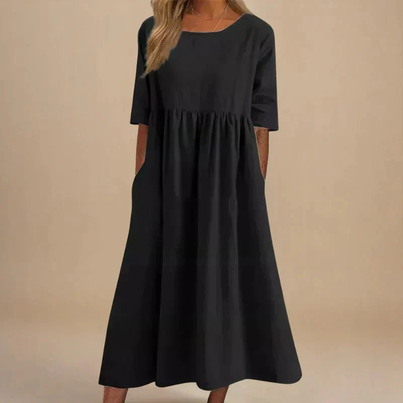 Felae | Flatterende midijurk voor dames – Elegante zomerse jurk met slanke pasvorm