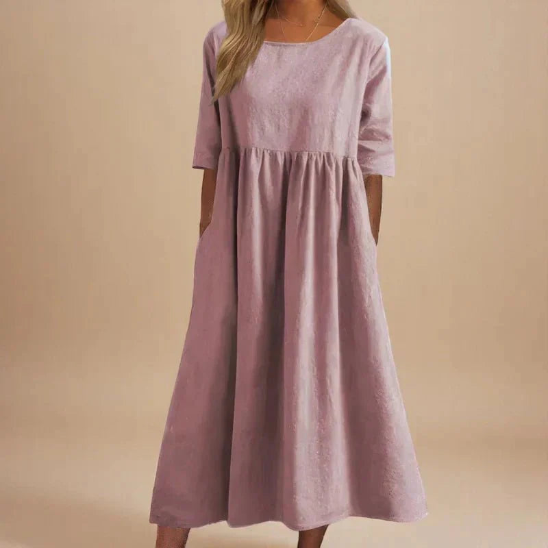 Felae | Flatterende midijurk voor dames – Elegante zomerse jurk met slanke pasvorm