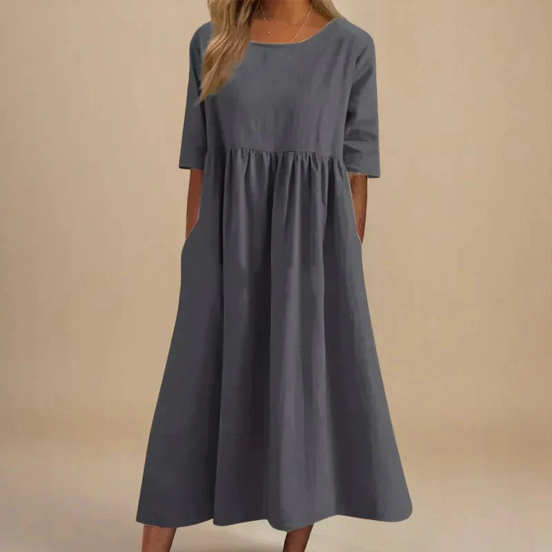 Felae | Flatterende midijurk voor dames – Elegante zomerse jurk met slanke pasvorm