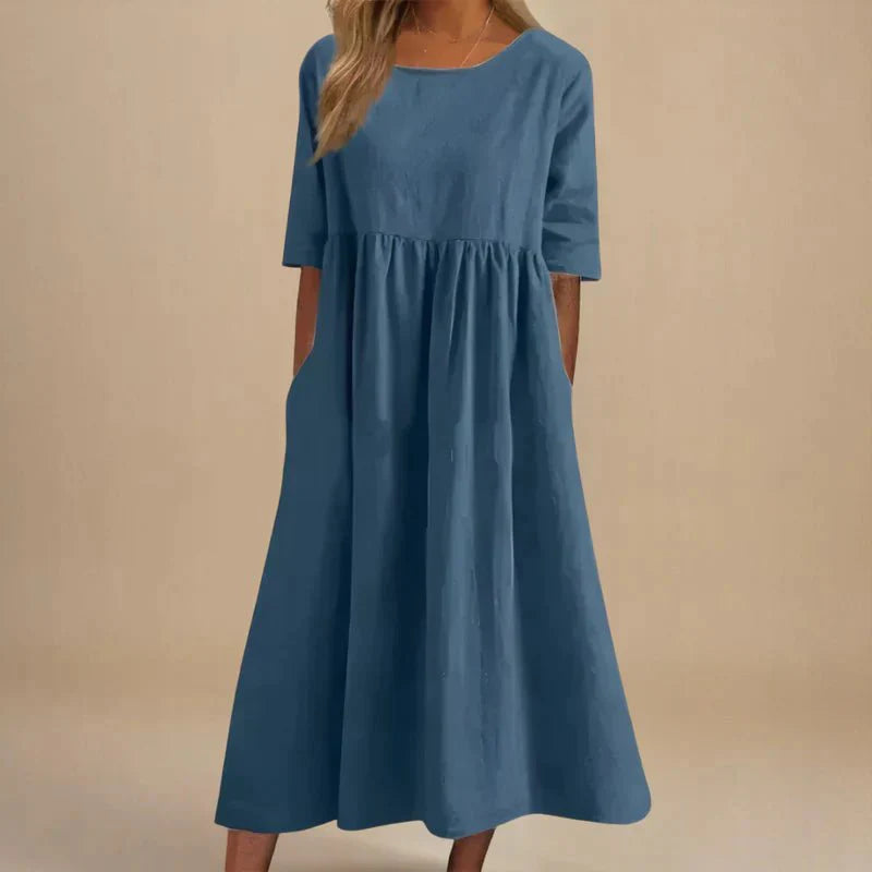 Felae | Flatterende midijurk voor dames – Elegante zomerse jurk met slanke pasvorm
