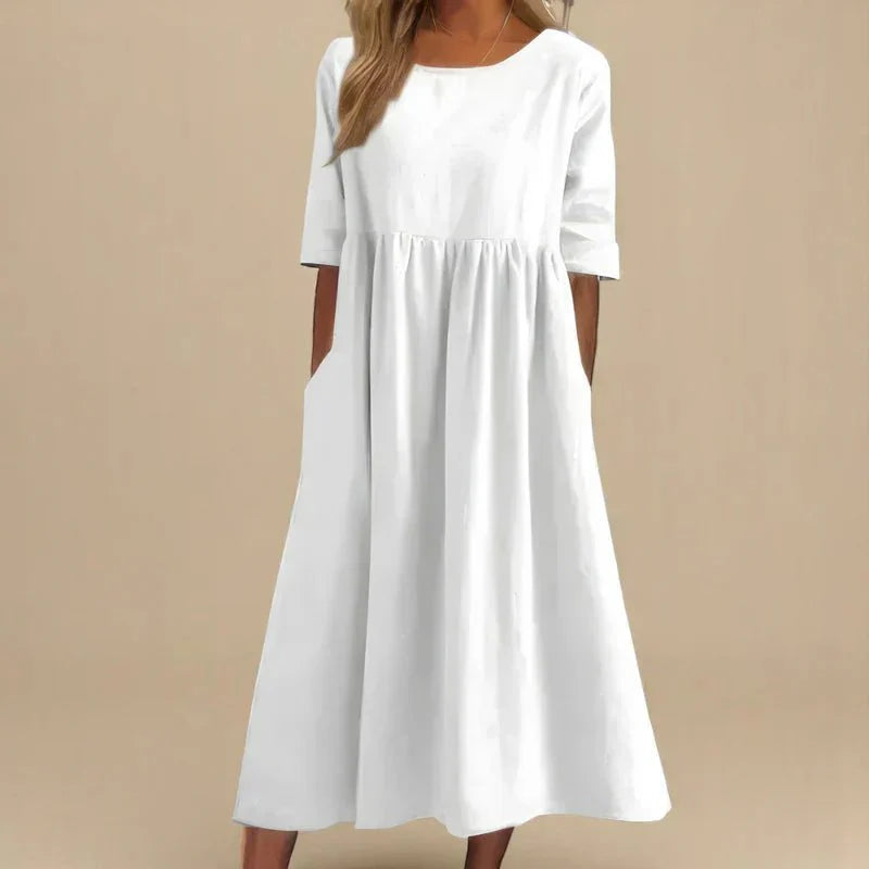 Felae | Flatterende midijurk voor dames – Elegante zomerse jurk met slanke pasvorm
