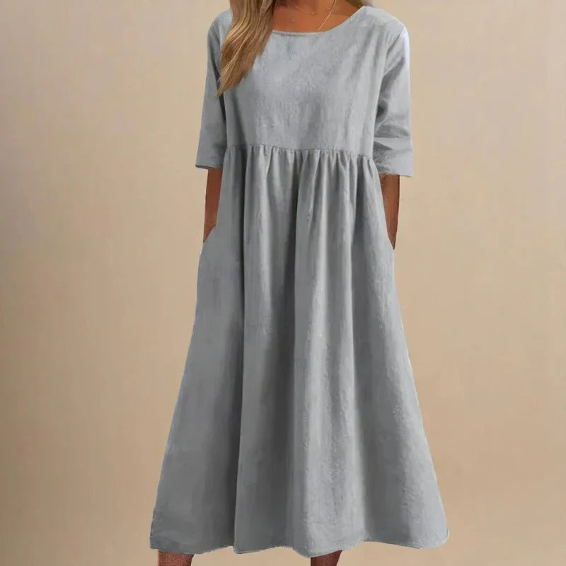 Felae | Flatterende midijurk voor dames – Elegante zomerse jurk met slanke pasvorm