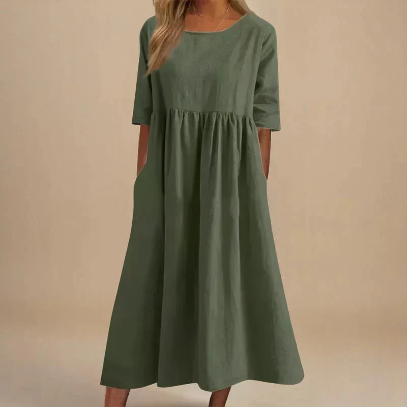 Felae | Flatterende midijurk voor dames – Elegante zomerse jurk met slanke pasvorm