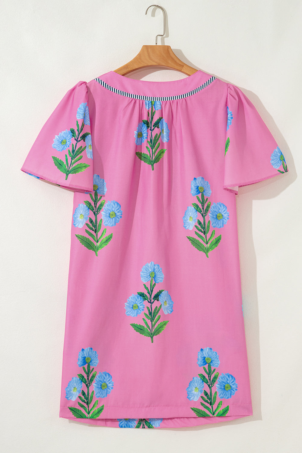 Junara | Zomerse boho-jurk met korte mouwen en split in de hals, casual vakantiekleding