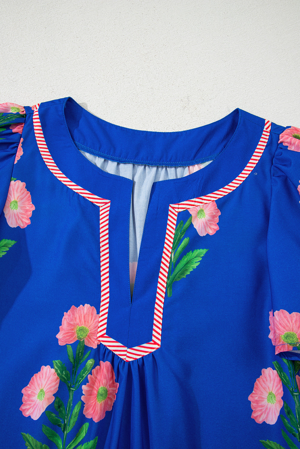 Junara | Zomerse boho-jurk met korte mouwen en split in de hals, casual vakantiekleding