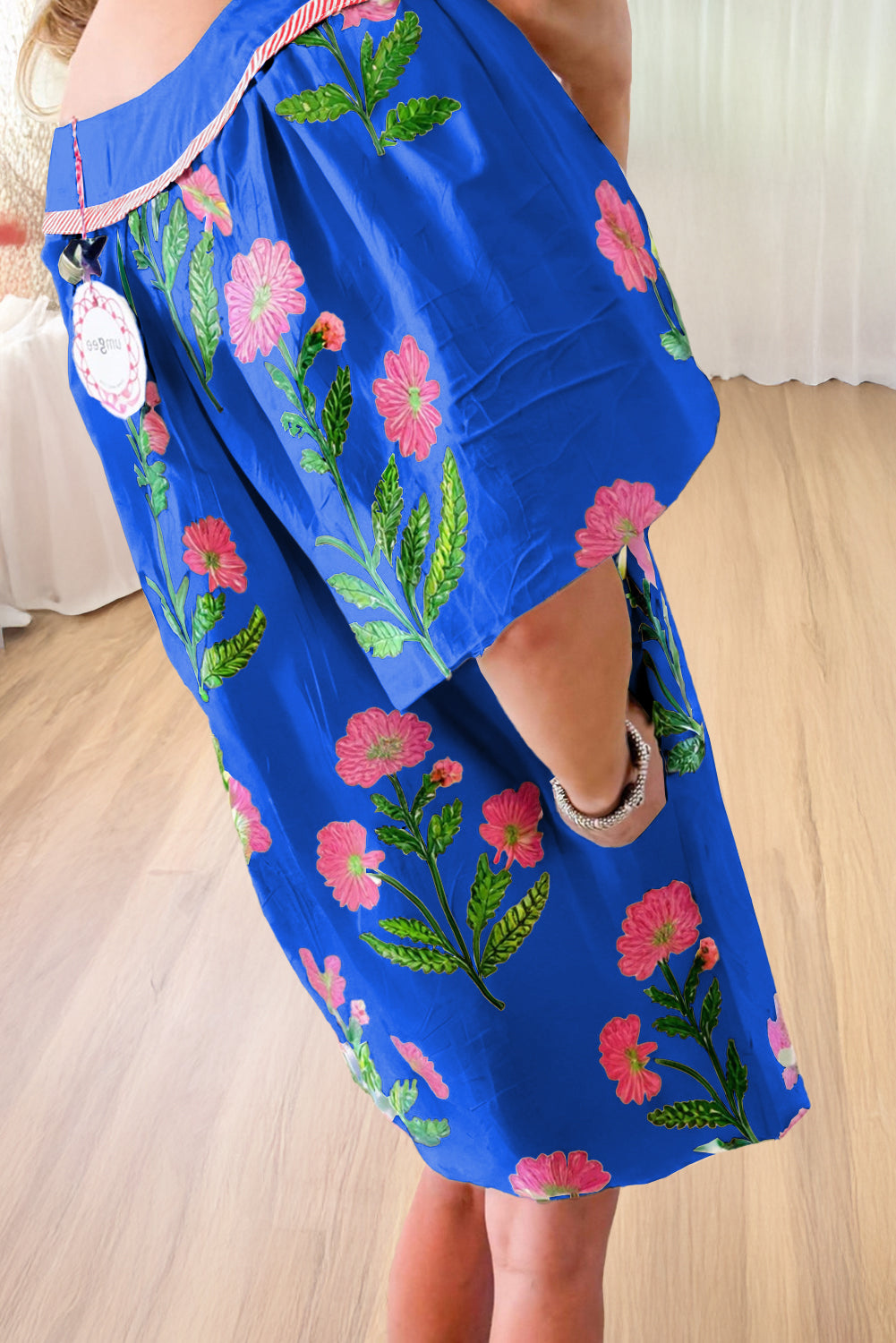 Junara | Zomerse boho-jurk met korte mouwen en split in de hals, casual vakantiekleding
