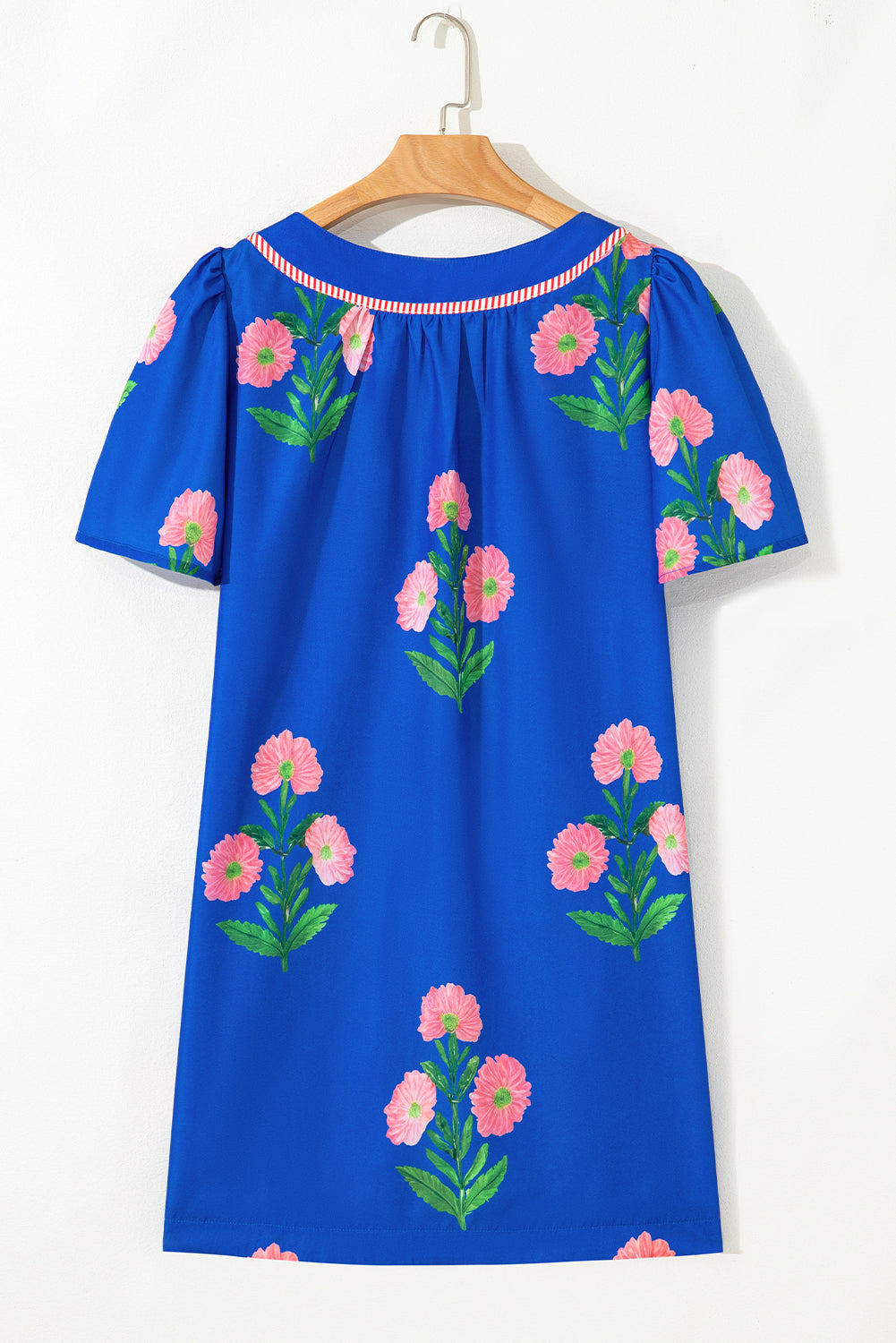 Junara | Zomerse boho-jurk met korte mouwen en split in de hals, casual vakantiekleding