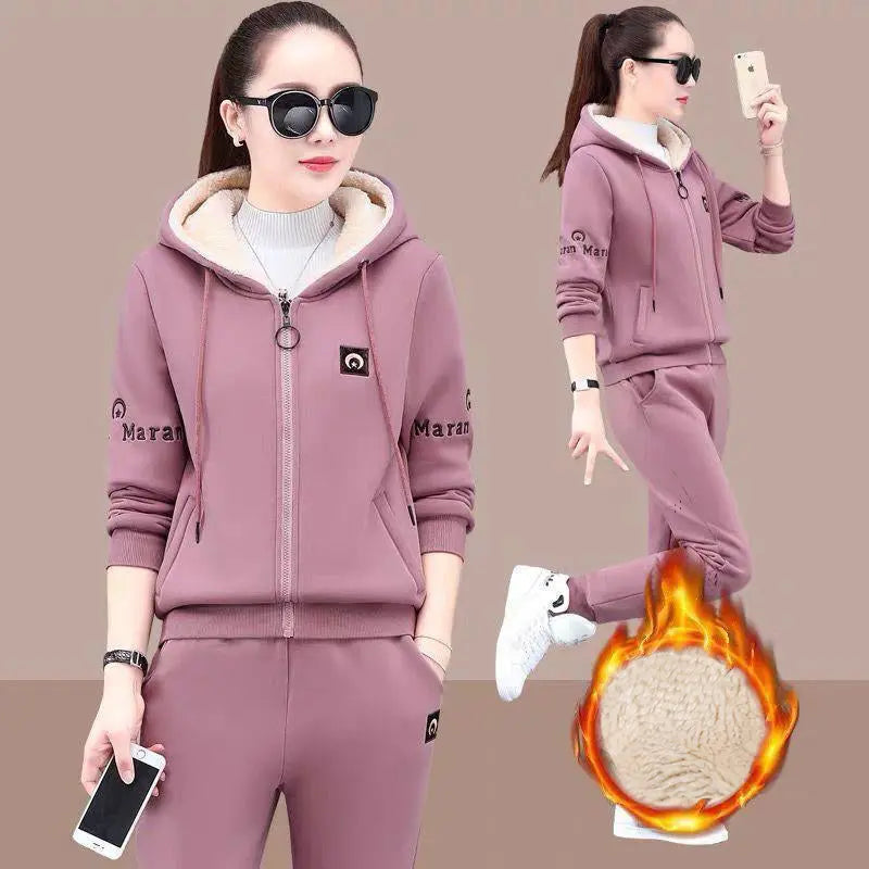 Lirina | 2-delige fleeceset voor dames – hoodie en broek, warme casual loungewear, winteroutfit