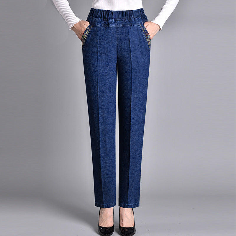 Orlyne | Dames EasyFit Denim Broek – Jeans met Elastische Taille en Zijzakken
