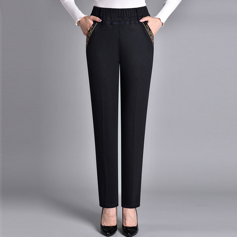Orlyne | Dames EasyFit Denim Broek – Jeans met Elastische Taille en Zijzakken